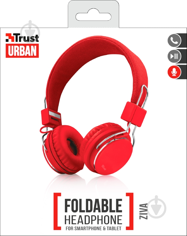 Наушники Trust Urban Ziva Foldable red (21822) - фото 7 Наушники Trust Urban Ziva Foldable red (21822) - фото 7
