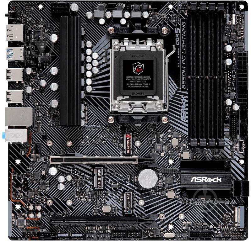 Материнская плата ASRock B650M_PG_LIGHTNING (Socket AM5, AMD B650, micro ATX) - фото 1