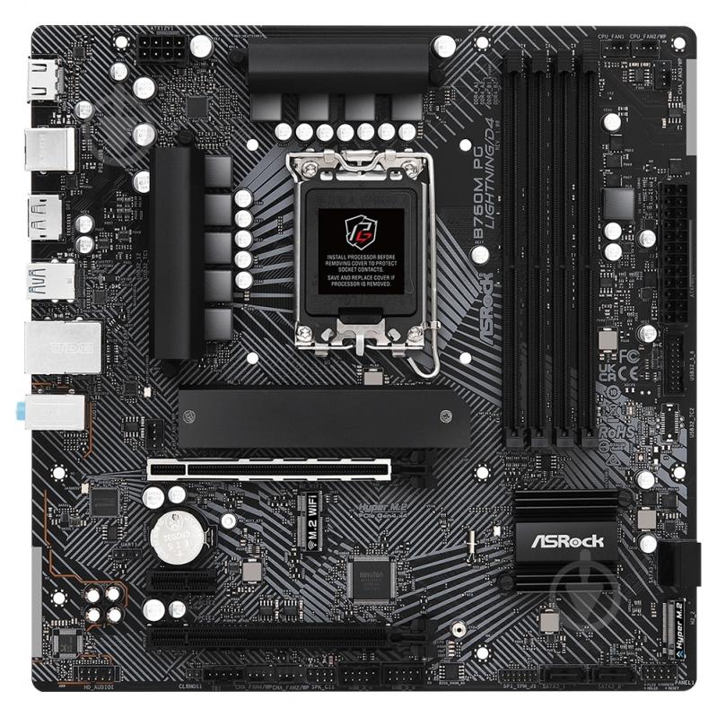 Материнська плата ASRock B760M PG LIGHTNING/D4 (Socket 1700, Intel B760, micro ATX) - фото 2 Материнська плата ASRock B760M PG LIGHTNING/D4 (Socket 1700, Intel B760, micro ATX) - фото 2