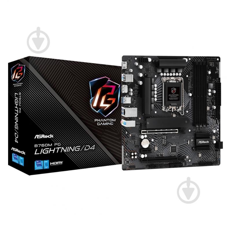 Материнська плата ASRock B760M PG LIGHTNING/D4 (Socket 1700, Intel B760, micro ATX) - фото 6 Материнська плата ASRock B760M PG LIGHTNING/D4 (Socket 1700, Intel B760, micro ATX) - фото 6