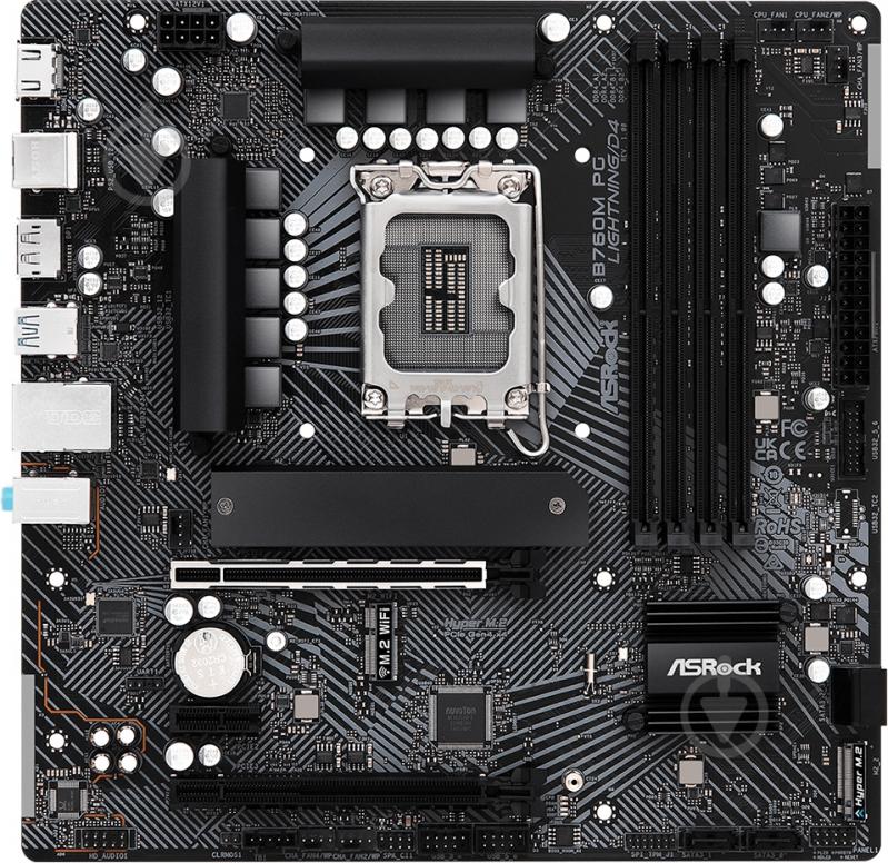 Материнська плата ASRock B760M PG LIGHTNING/D4 (Socket 1700, Intel B760, micro ATX) - фото 1 Материнська плата ASRock B760M PG LIGHTNING/D4 (Socket 1700, Intel B760, micro ATX) - фото 1