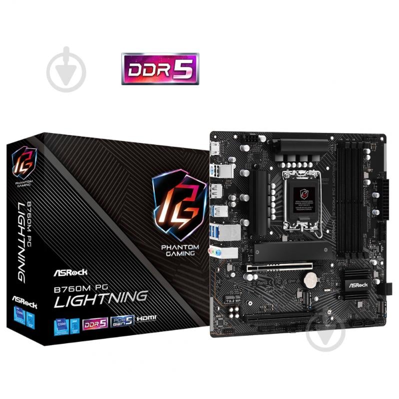 Материнська плата ASRock B760M PG LIGHTNING (Socket 1700, Intel B760, micro ATX) - фото 6