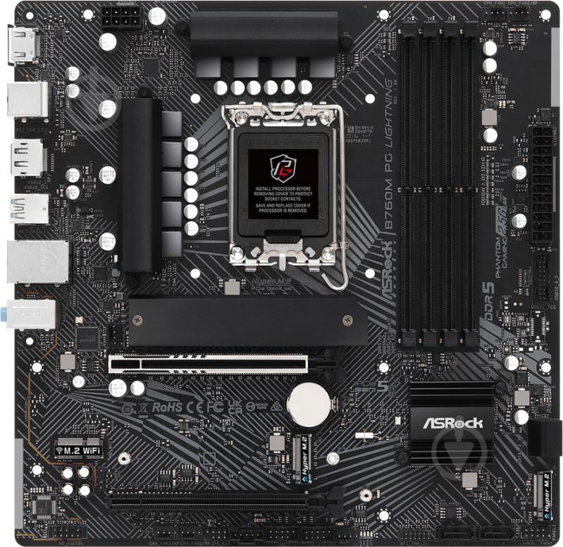 Материнська плата ASRock B760M PG LIGHTNING (Socket 1700, Intel B760, micro ATX) - фото 1