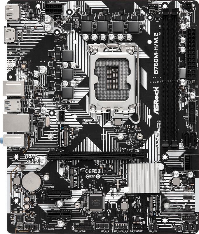 Материнская плата ASRock B760M-H/M.2 (Socket 1700, Intel B760, micro ATX) - фото 1