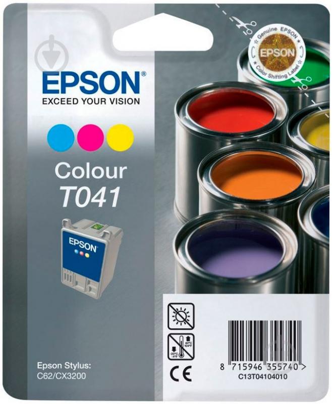 Картридж Epson Т041 Сolour C13T04104010 многоцветный C13T04104010* - фото 1 Картридж Epson Т041 Сolour C13T04104010 многоцветный C13T04104010* - фото 1