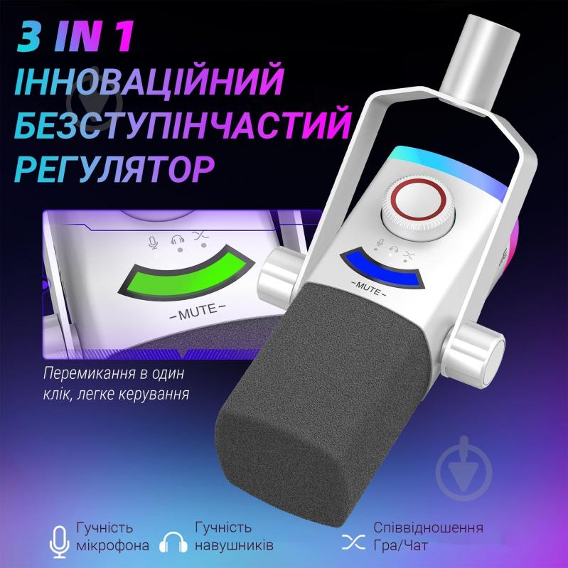 Микрофон FIFINE USB/XLR White (AM8PROTW) - фото 5