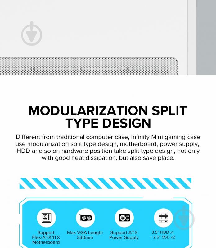 Корпус GameMax без БП Infinity Mini White - фото 14