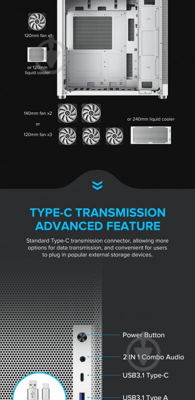 Корпус GameMax без БП MeshBox PRO WT - фото 17