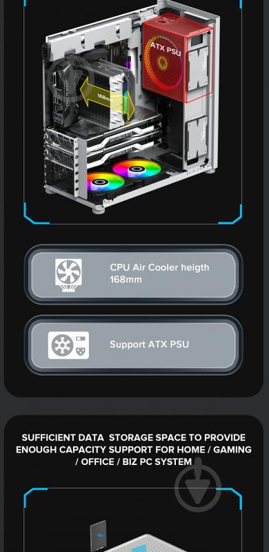 Корпус GameMax без БП MeshBox PRO WT - фото 14