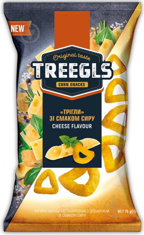 Трикутники кукурудзяні Золоте зерно TREEGLS з сиром 75 г - фото 1