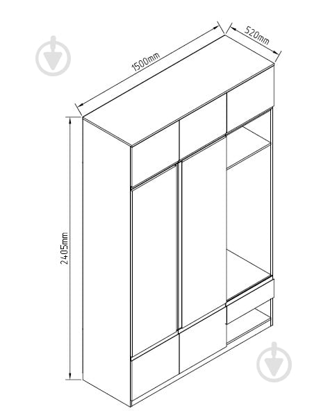 Прихожая Світ Меблів Фрида 2405х1500х520 мм черный - фото 3