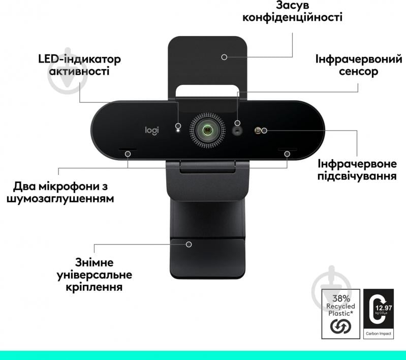 Веб-камера Logitech Brio 4K Ultra HD Graphite (L960-001718) - фото 5 Веб-камера Logitech Brio 4K Ultra HD Graphite (L960-001718) - фото 5