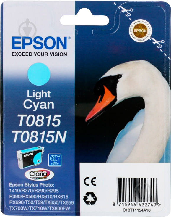 Картридж Epson  T0815 Light Cyan C13T11154A10 светло-голубой C13T11154A10 - фото 1