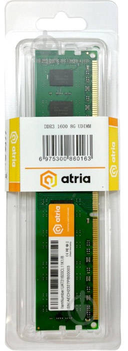 Оперативная память ATRIA SODIMM DDR3 8 GB (1x8GB) 1600 MHz (UAT31600CL11K1/8) - фото 2 Оперативная память ATRIA SODIMM DDR3 8 GB (1x8GB) 1600 MHz (UAT31600CL11K1/8) - фото 2
