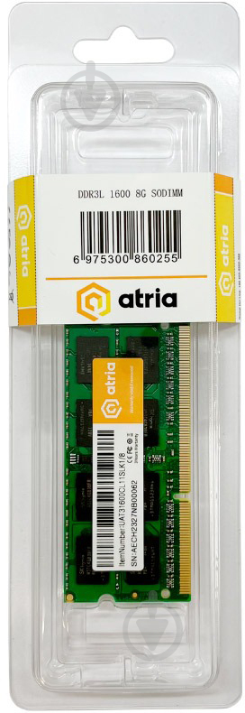 Оперативна пам'ять ATRIA SODIMM DDR3 8 GB (1x8GB) 1600 MHz (UAT31600CL11SLK1/8) - фото 3