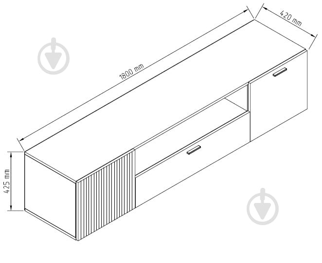 Тумба під ТВ Світ Меблів Зара 1,8 1800x425x420 мм графіт/дуб артізанграфіт - фото 3 Тумба під ТВ Світ Меблів Зара 1,8 1800x425x420 мм графіт/дуб артізанграфіт - фото 3