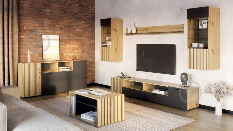 Тумба під ТВ Світ Меблів Зара 2,3 2300x425x420 мм дуб артізан/дуб артізанантрацит - фото 2