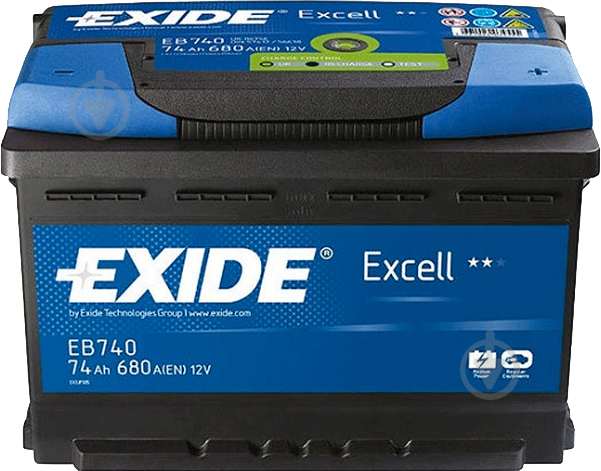 Аккумулятор автомобильный EXIDE 6СТ 74Ah 680A «+» справа (EB740) - фото 2