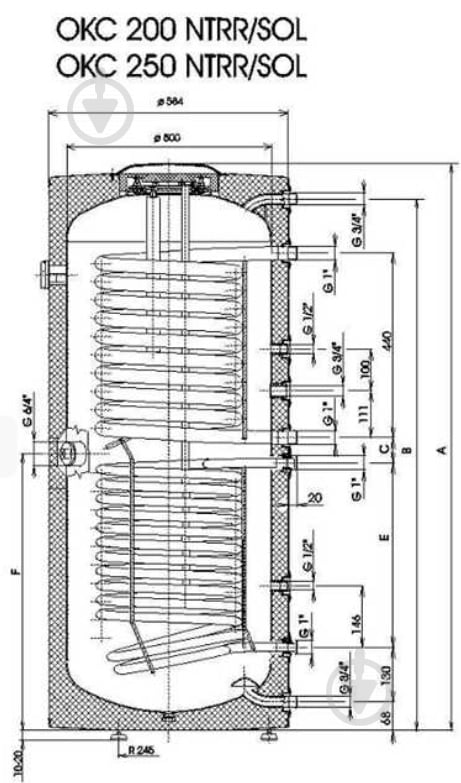 Бойлер косвенного нагрева Drazice OKC 200 NTRR/SOL - фото 2