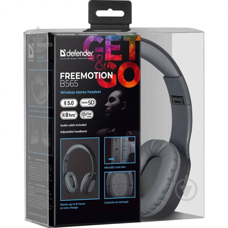 Bluetooth-гарнитура Defender FreeMotion B565 black grey (63565) - фото 6