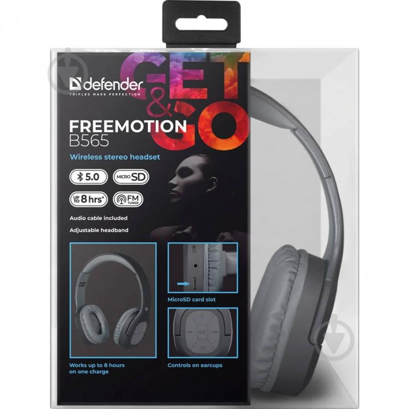 Bluetooth-гарнитура Defender FreeMotion B565 black grey (63565) - фото 7