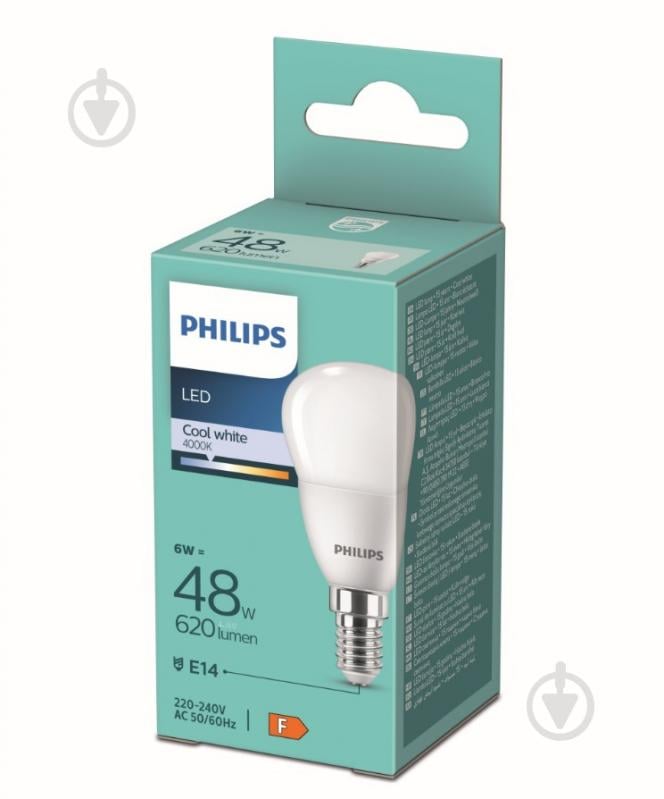 Лампа світлодіодна Philips PILA P45 620Lm 6 Вт P45 матова E14 220 В 4000 К 929002971793 - фото 1