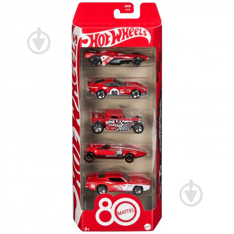 Машинка Hot Wheels Набір з 5 базових машинок "80 років драйву Mattel" 1:64 JGK08 - фото 6 Машинка Hot Wheels Набір з 5 базових машинок "80 років драйву Mattel" 1:64 JGK08 - фото 6