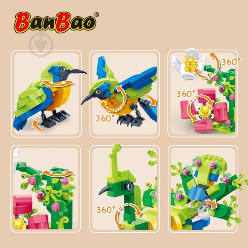 Конструктор BanBao 2в1 Зеленчик золоточеревий і павич ET615 - фото 6 Конструктор BanBao 2в1 Зеленчик золоточеревий і павич ET615 - фото 6