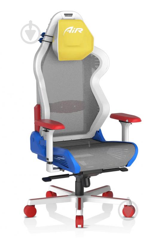 Крісло DXRacer Air PRO (AIR-R1S-WRB.G-B3-NVF) біло-синьо-червоний/жовтий - фото 3