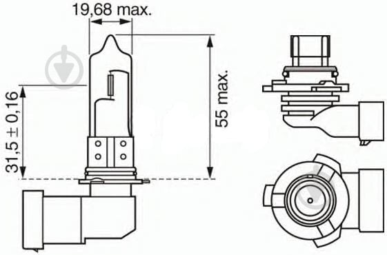 Автолампа галогенна Bosch Pure Light HB3 60 Вт 1 шт.(1987302152) - фото 6