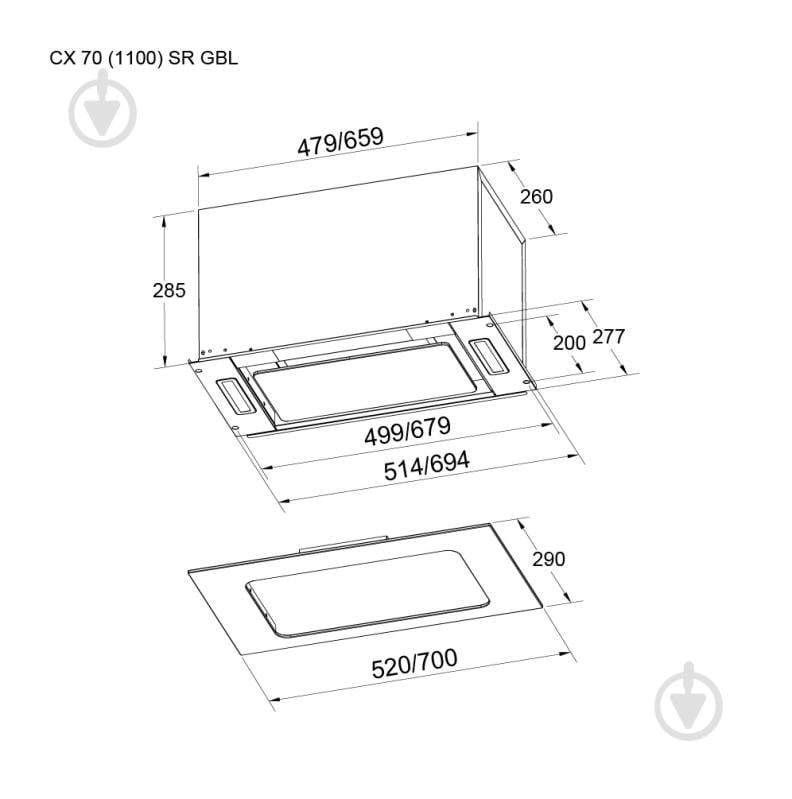 Вытяжка Pyramida CX 70 (1100) SR GBL - фото 7