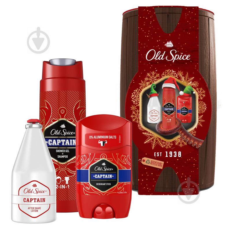 Набір подарунковий для чоловіків Old Spice Captain з дезодорантом, гелем для душу та лосьйоном після гоління - фото 1