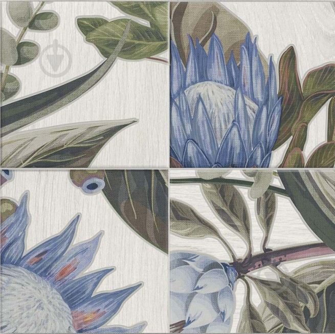 Панно Mainzu Bottega Patchwood Mural Blu Leaves (set of 36 pc 20x20) 120x120 см - фото 3