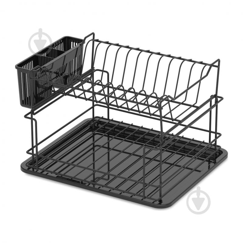 Сушилка для посуды двухуровневая черная KB010ВС - фото 1