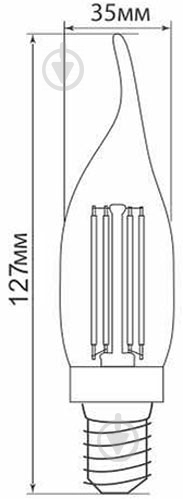 Лампа світлодіодна Feron Optima FIL LB-593 CF37 4 Вт E14 2700 К 230 В прозора - фото 3