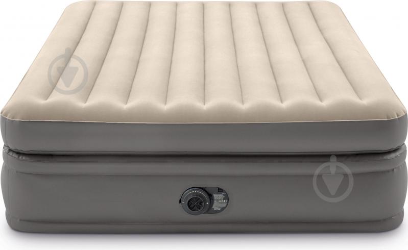 Ліжко надувне Intex Prime Comfort Elevated із вбудованим насосом велюр 64164 203х152 см бежево-сірий - фото 2