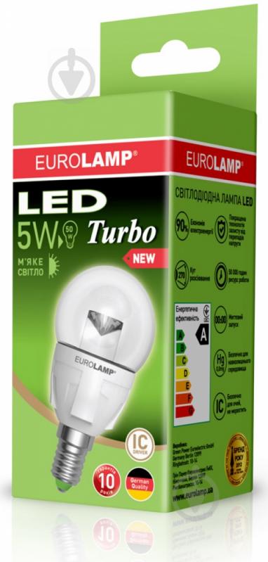 Лампа світлодіодна Eurolamp 5 Вт G45 прозора E14 220 В 3000 К LED-G45-05143clear(T)new - фото 3