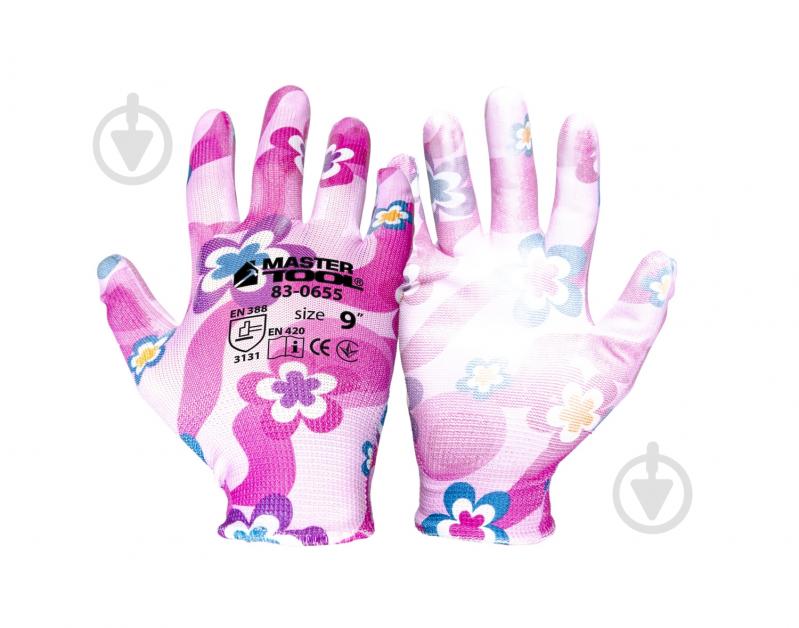 Перчатки MasterTool Фиалка 12 пар с покрытием полиуретан L (9) 83-0655 - фото 1