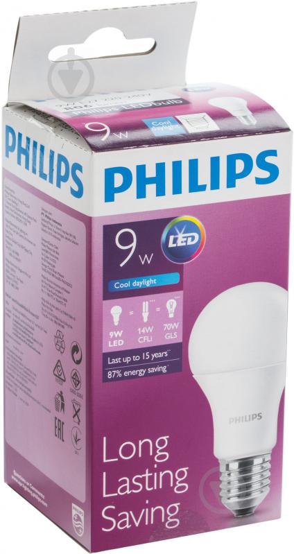 Лампа светодиодная Philips Bulb 9 Вт A60 матовая E27 220 В 6500 К 929001163707 - фото 2