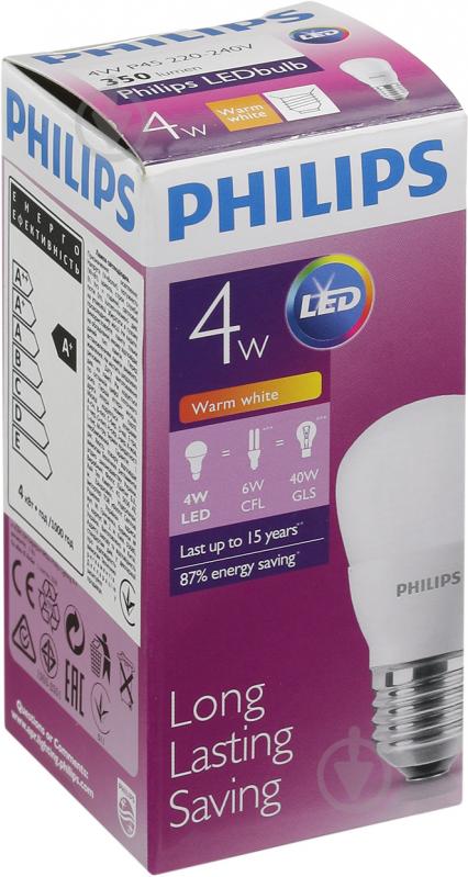 Лампа світлодіодна Philips LED Bulb 4 Вт P45 матова E27 220 В 3000 К 929001160907 - фото 2