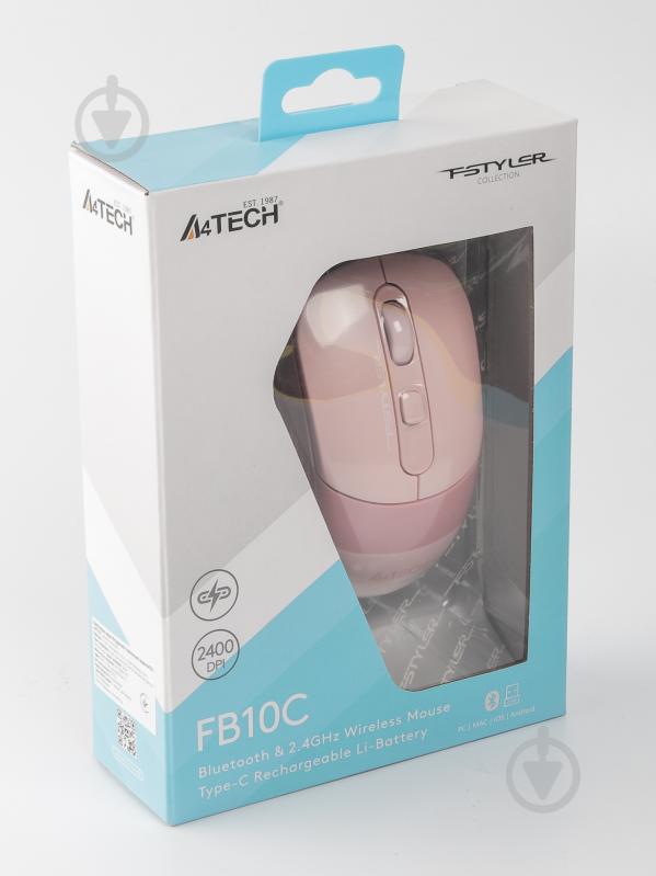 Мишка A4Tech беспроводная бесшумная Fstyler pink (FB10C (Pink)) - фото 8