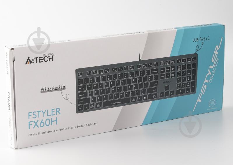 Клавіатура A4Tech (FX60H USB (Grey) White backlit) з ножичними перемикачами Fstyler grey - фото 9