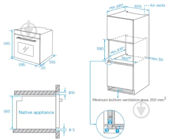 Духовой шкаф Heinner HBO-M709GCDRC-GBK - фото 2