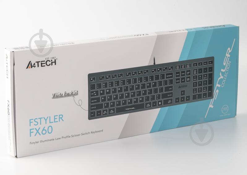 Клавіатура A4Tech (FX60 USB (Grey) White backlit) з ножичними перемикачами Fstyler grey - фото 5