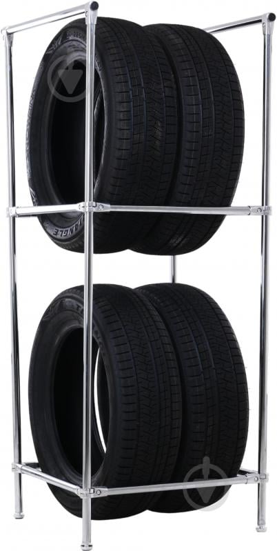 Стеллаж для хранения шин и колес 1500x550x500 мм хром металл - фото 1 Стеллаж для хранения шин и колес 1500x550x500 мм хром металл - фото 1