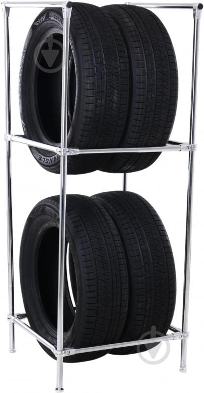 Стеллаж для хранения шин и колес 1500x550x500 мм хром металл - фото 4 Стеллаж для хранения шин и колес 1500x550x500 мм хром металл - фото 4