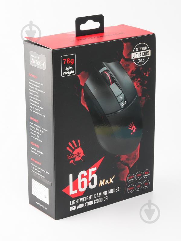 Мишка A4Tech RGB, 12000 CPI black (L65 Max Bloody (Stone black)) - фото 9