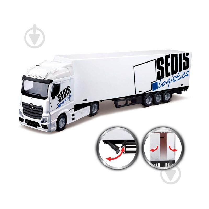 Игровой набор Bburago 1:43 Фура Mercedes-Benz Actros c погрузчиком 18-31471 - фото 4