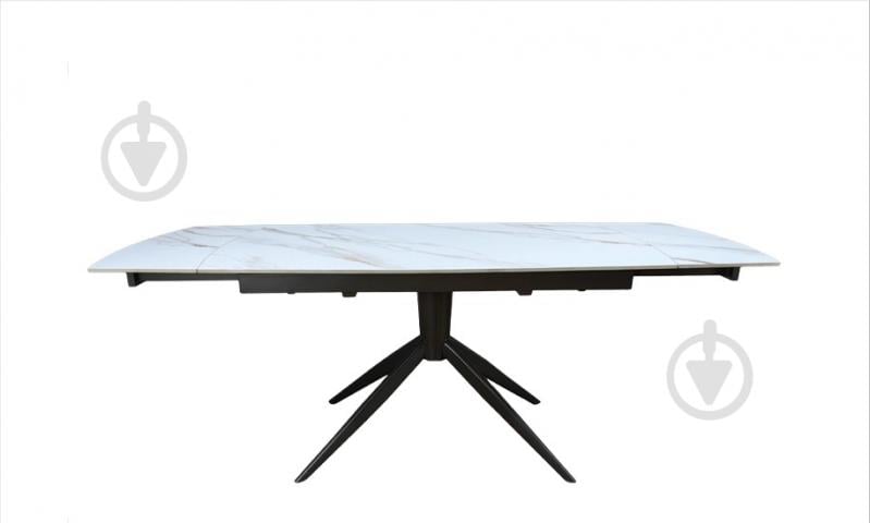 Стол обеденный Prestol Вираж 1400(2000)x900x750мм молочный/черно-серый - фото 4