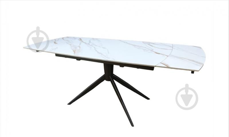 Стол обеденный Prestol Вираж 1400(2000)x900x750мм молочный/черно-серый - фото 3